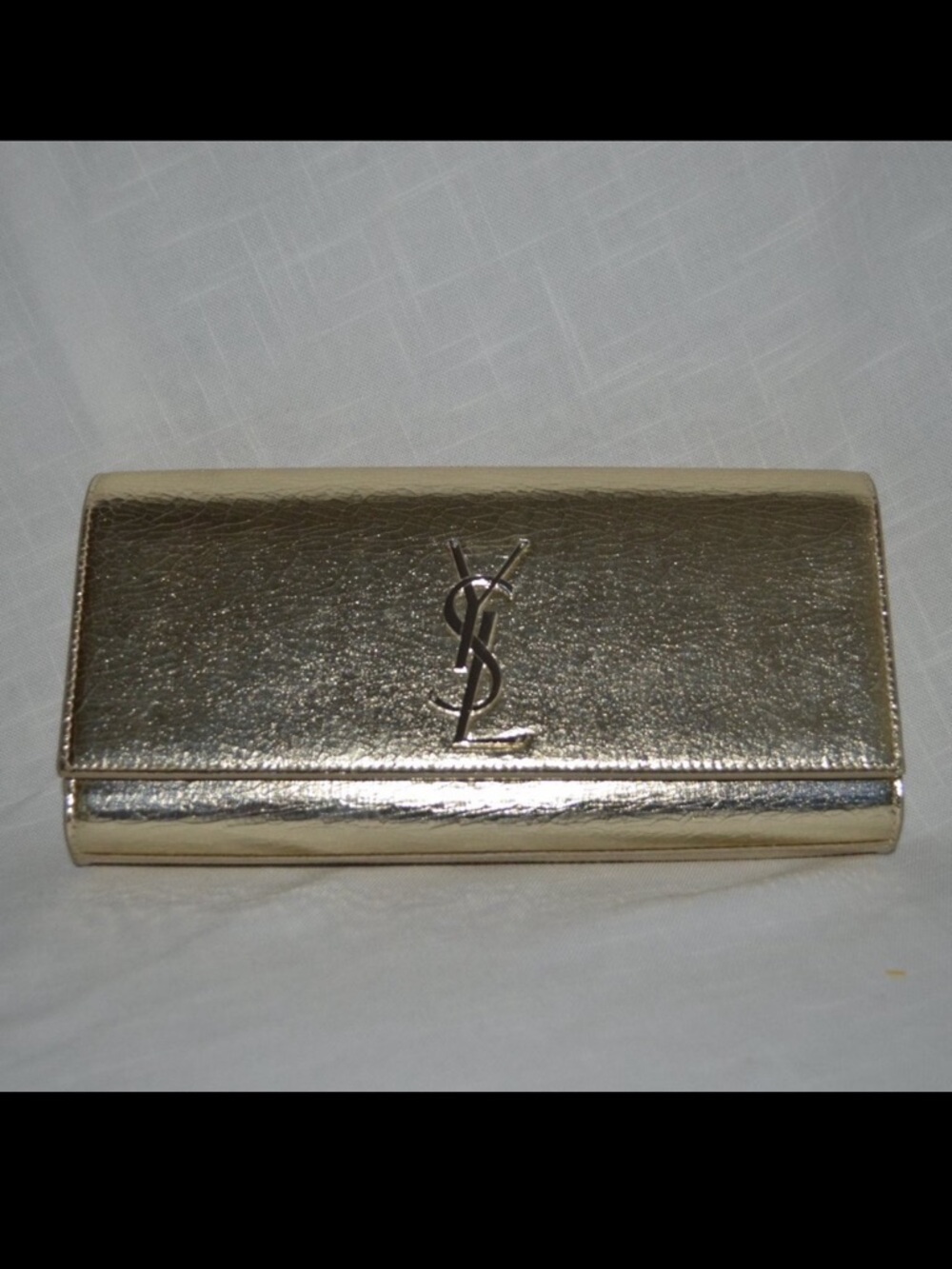 NWT $1290 YSL Yves Saint Laurent Gold Platine Belle de Jour Clutch Handbag